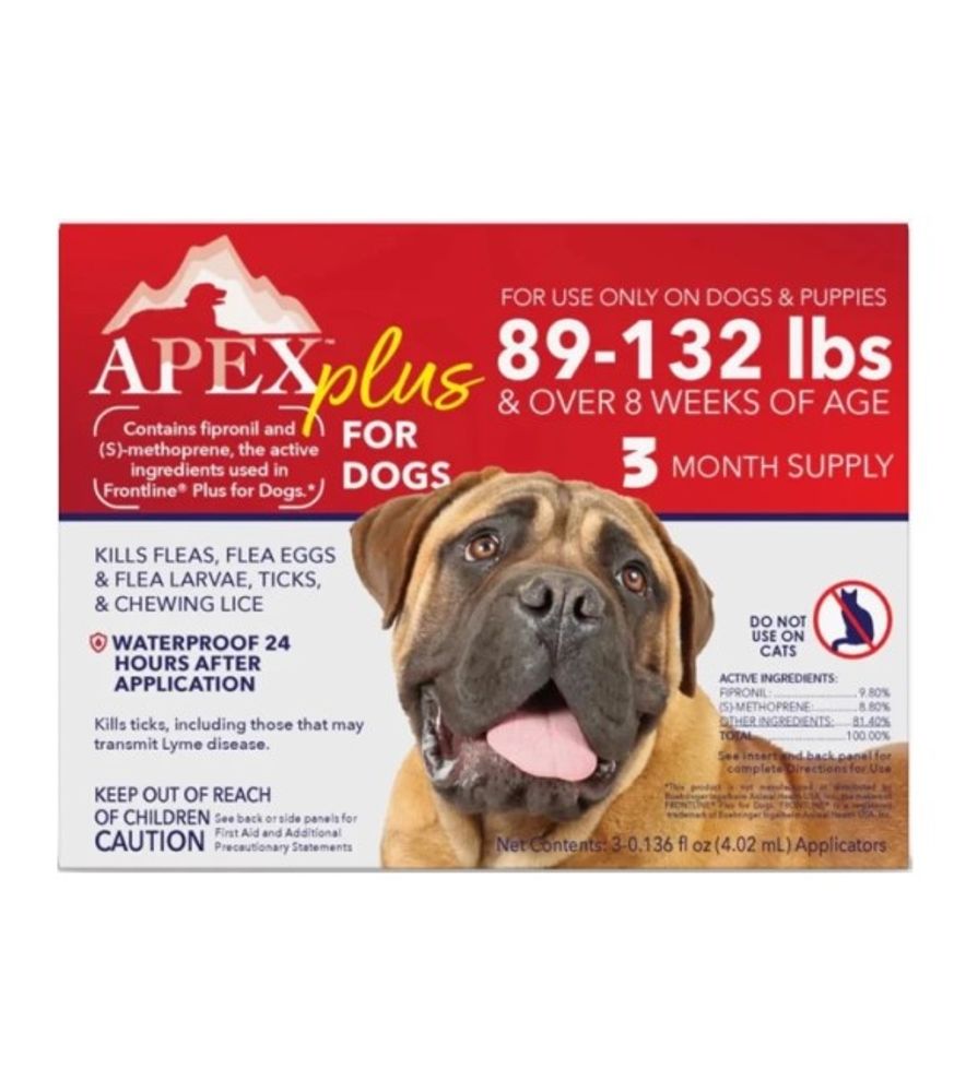 APEX, Plus Flea Treatment for Dog & Puppies 89-132 lb, 3 pk
