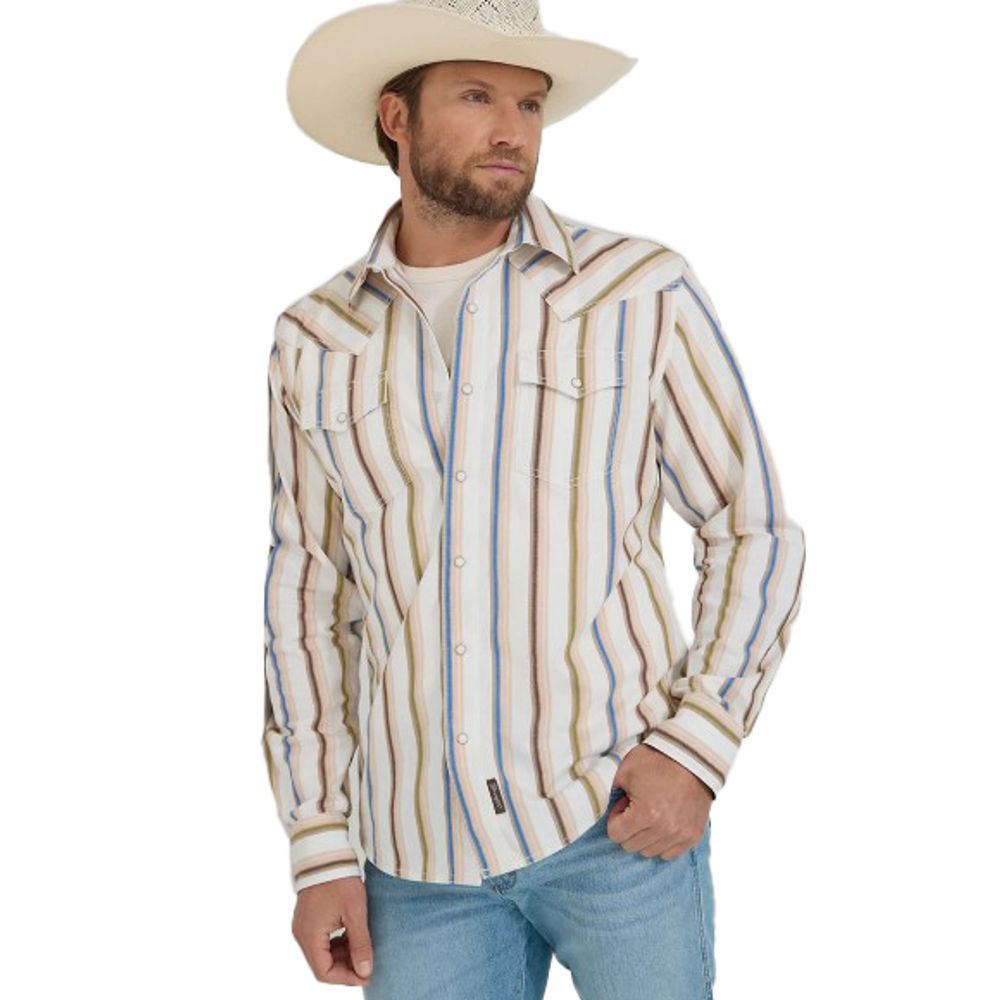 Wrangler, Men's Retro Premium Brushpopper Stripe Western Snap Shirt