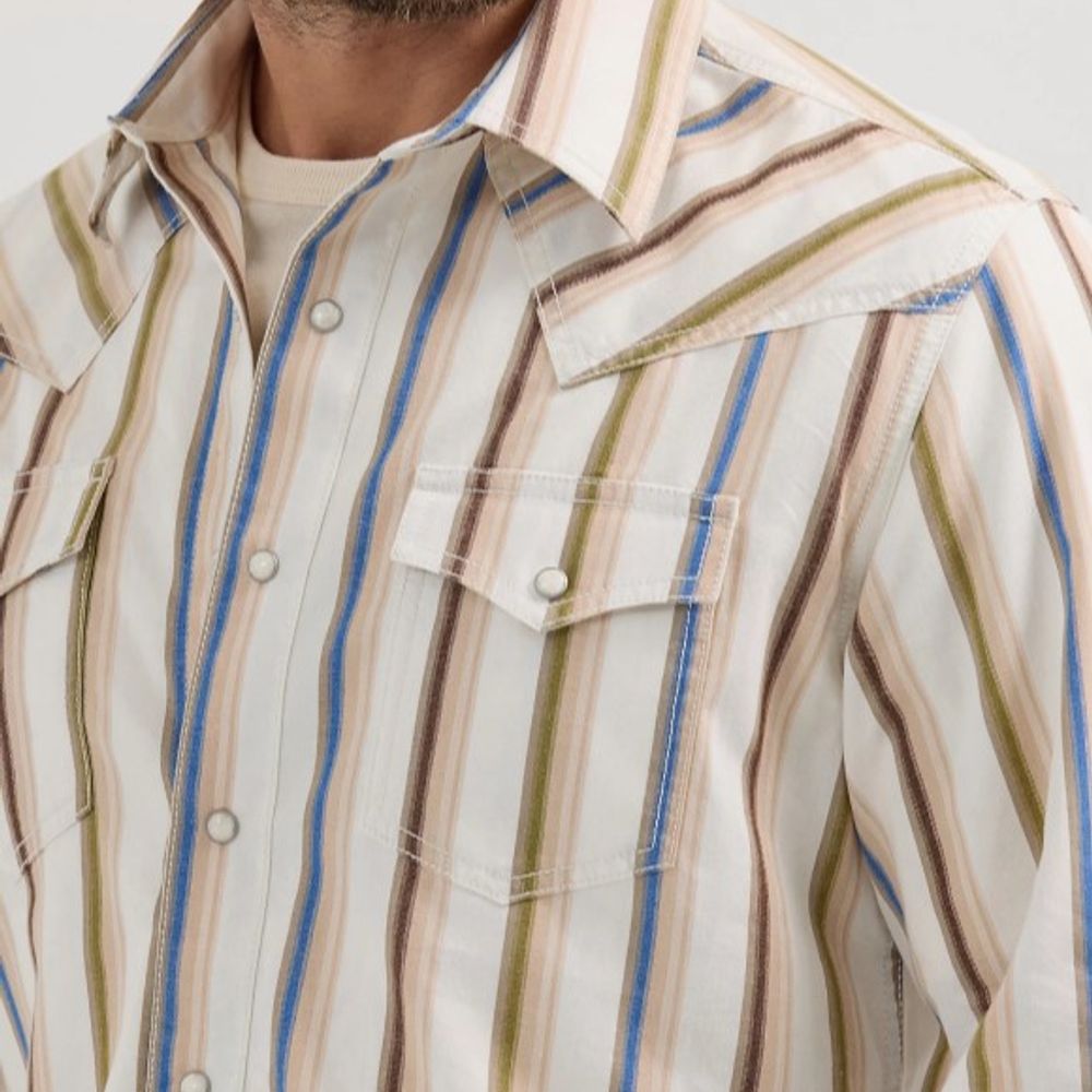 Wrangler, Men's Retro Premium Brushpopper Stripe Western Snap Shirt