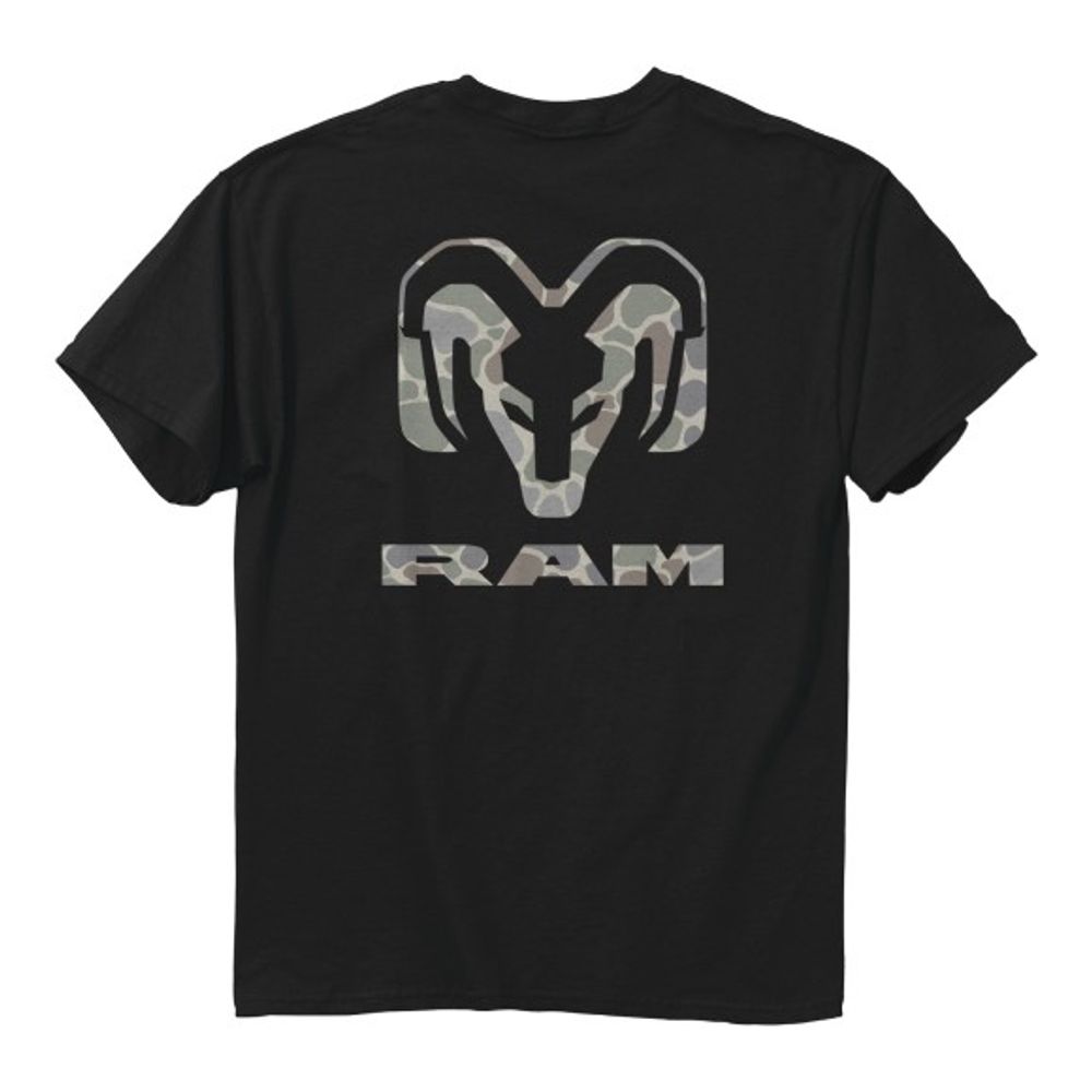 Buck Wear, Men's Black Ram Camo Logo T-Shirt 
