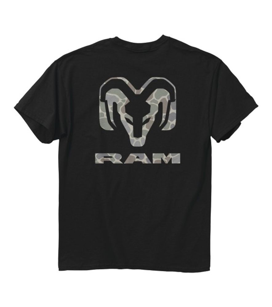 Buck Wear, Men's Black Ram Camo Logo T-Shirt