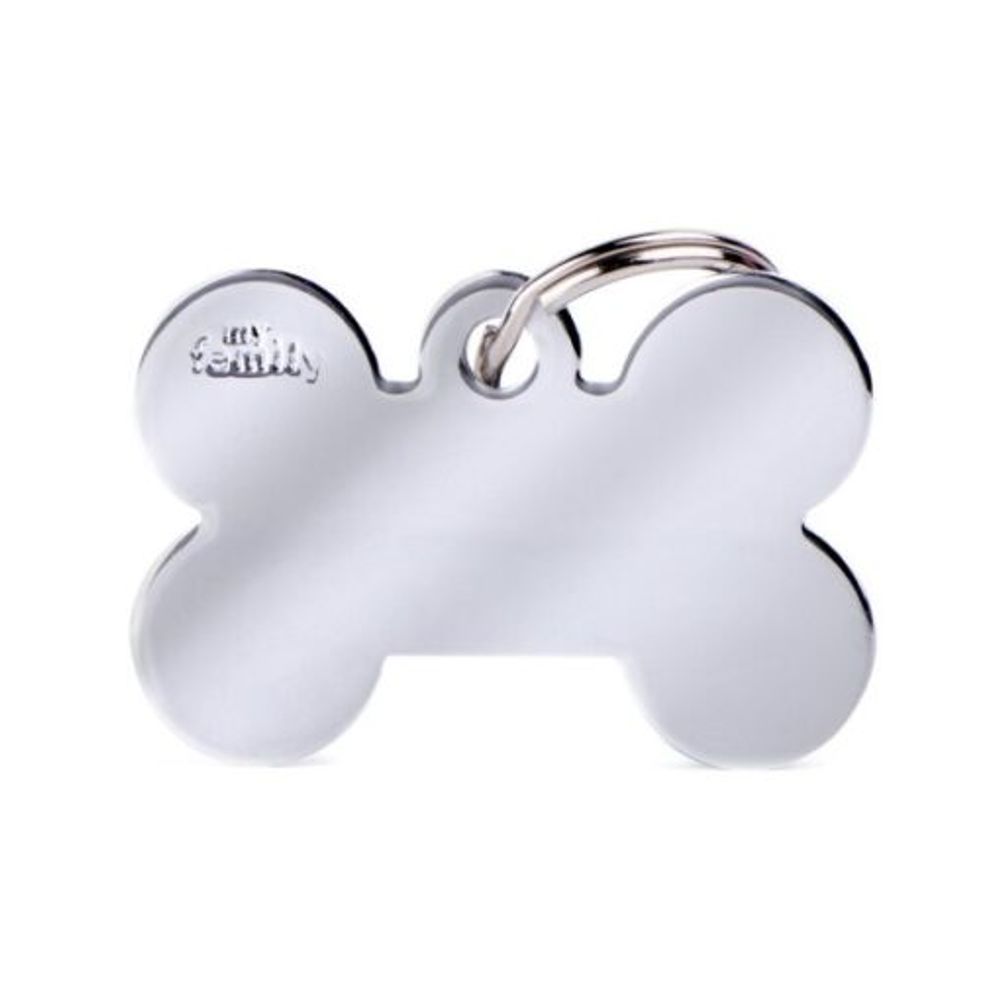 myfamily, Basic Big Chrome-Plated Brass Bone ID Tag