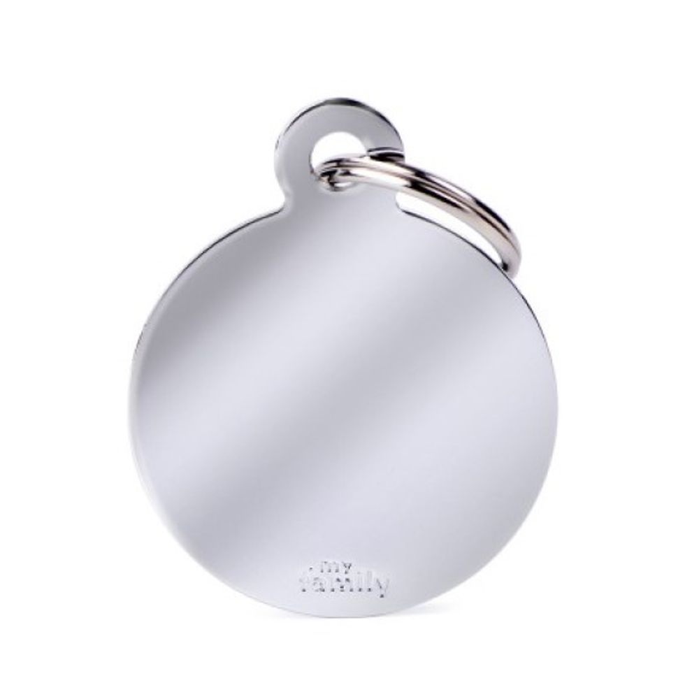 myfamily, Basic Big Chrome-Plated Brass Circle ID Tag 