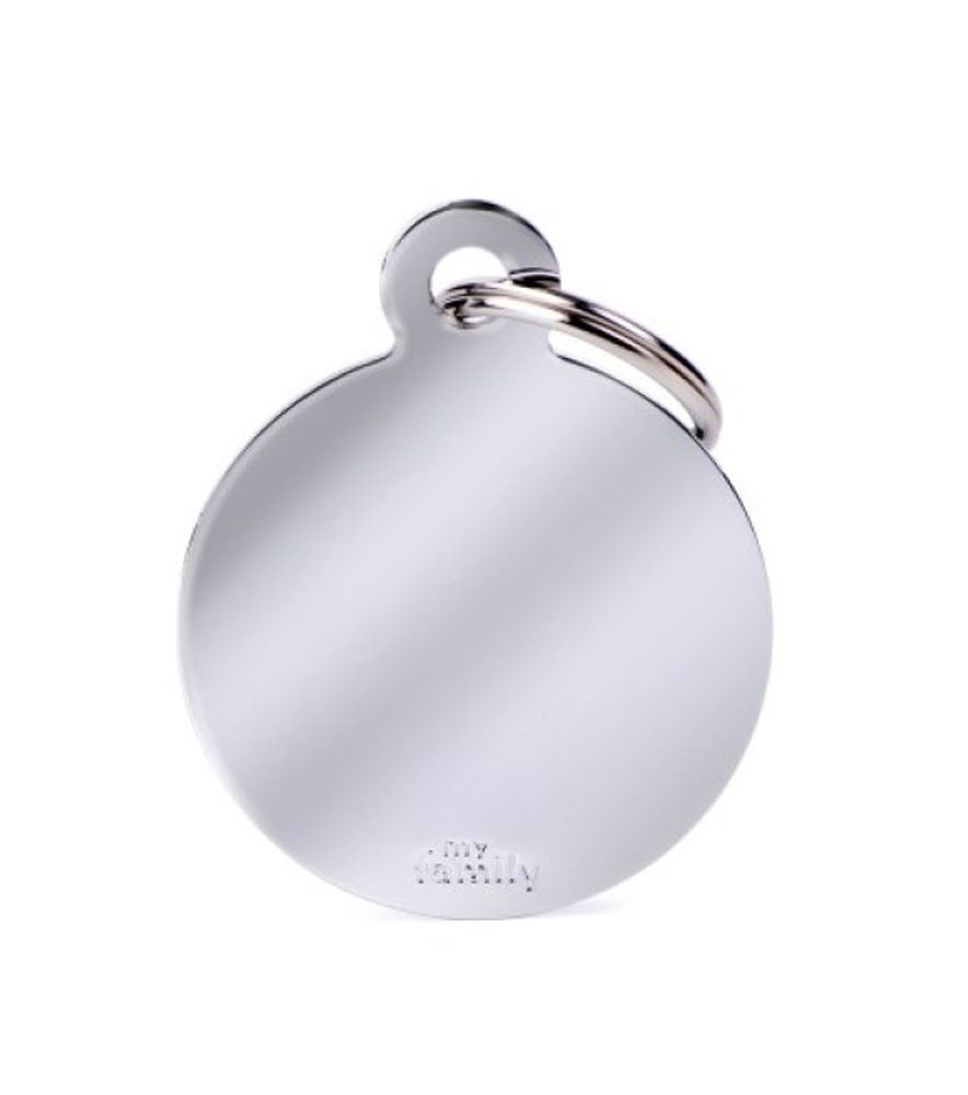 myfamily, Basic Big Chrome-Plated Brass Circle ID Tag
