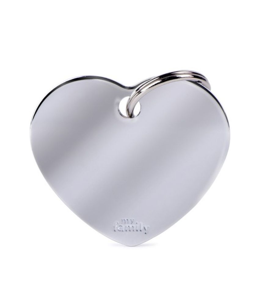 myfamily, Basic Big Chrome-Plated Brass Heart ID Tag