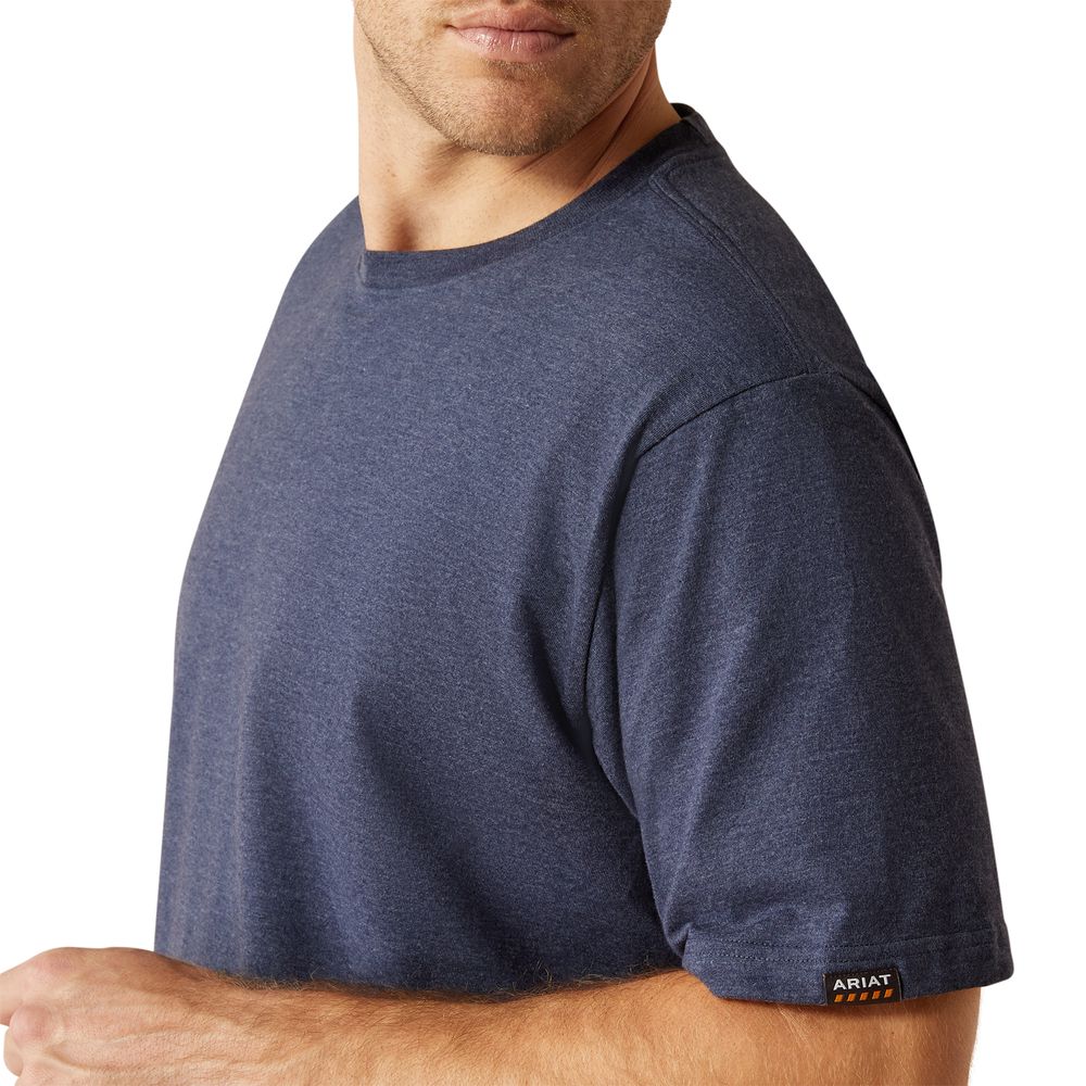 Ariat, Men's Navy Heather Rebar Cotton Strong Standard T-Shirt