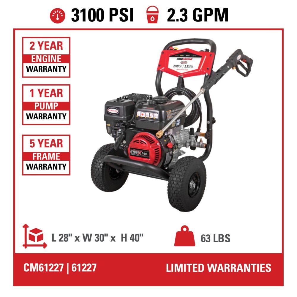 SIMPSON, Clean Machine Pressure Washer, CM61227