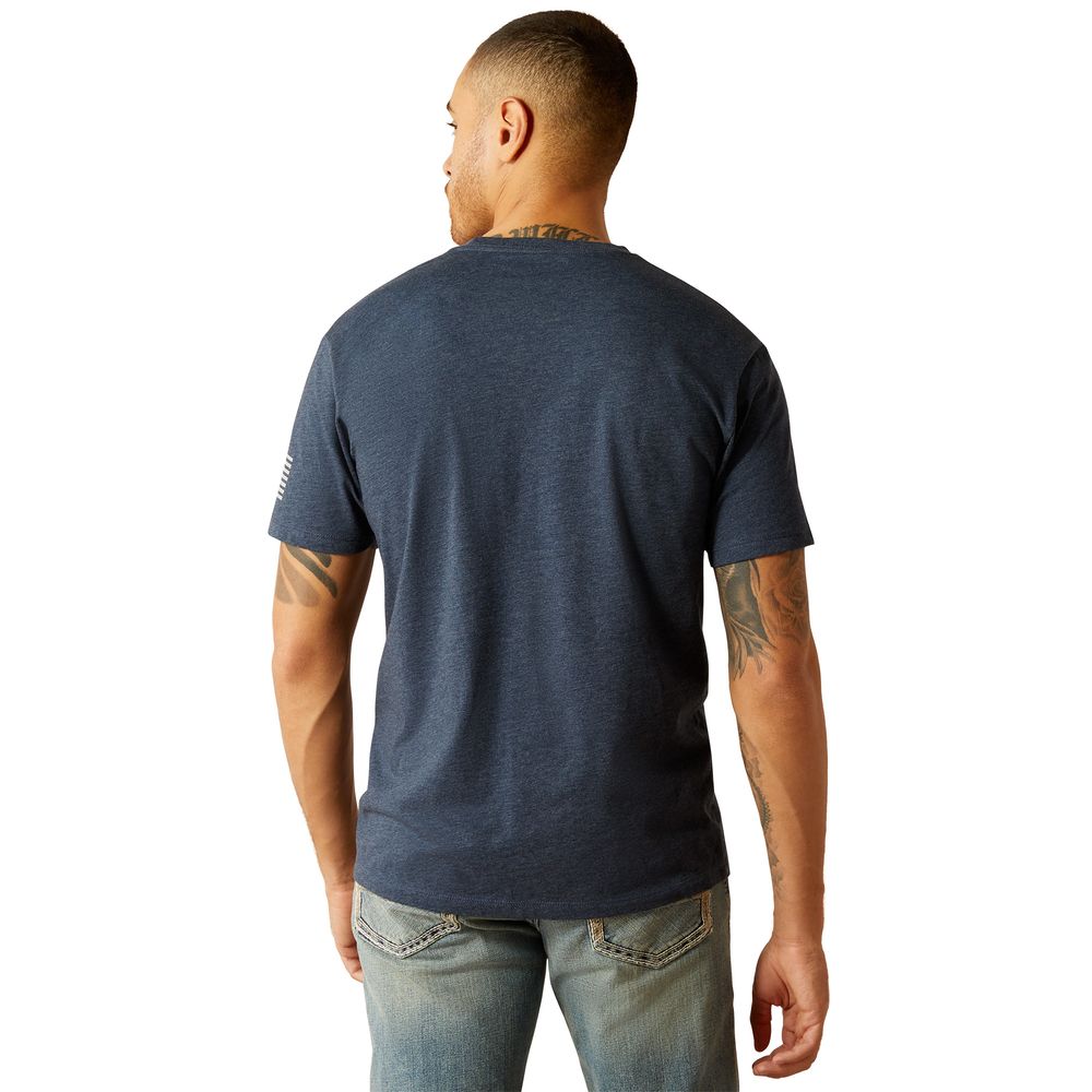 Ariat, Men's Navy Heather Shield Flag T-Shirt