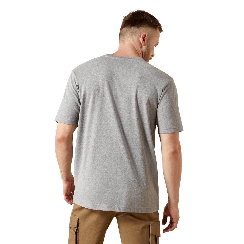 Ariat, Men's Gray Heather Rebar Cotton Strong Standard Pocket T-Shirt