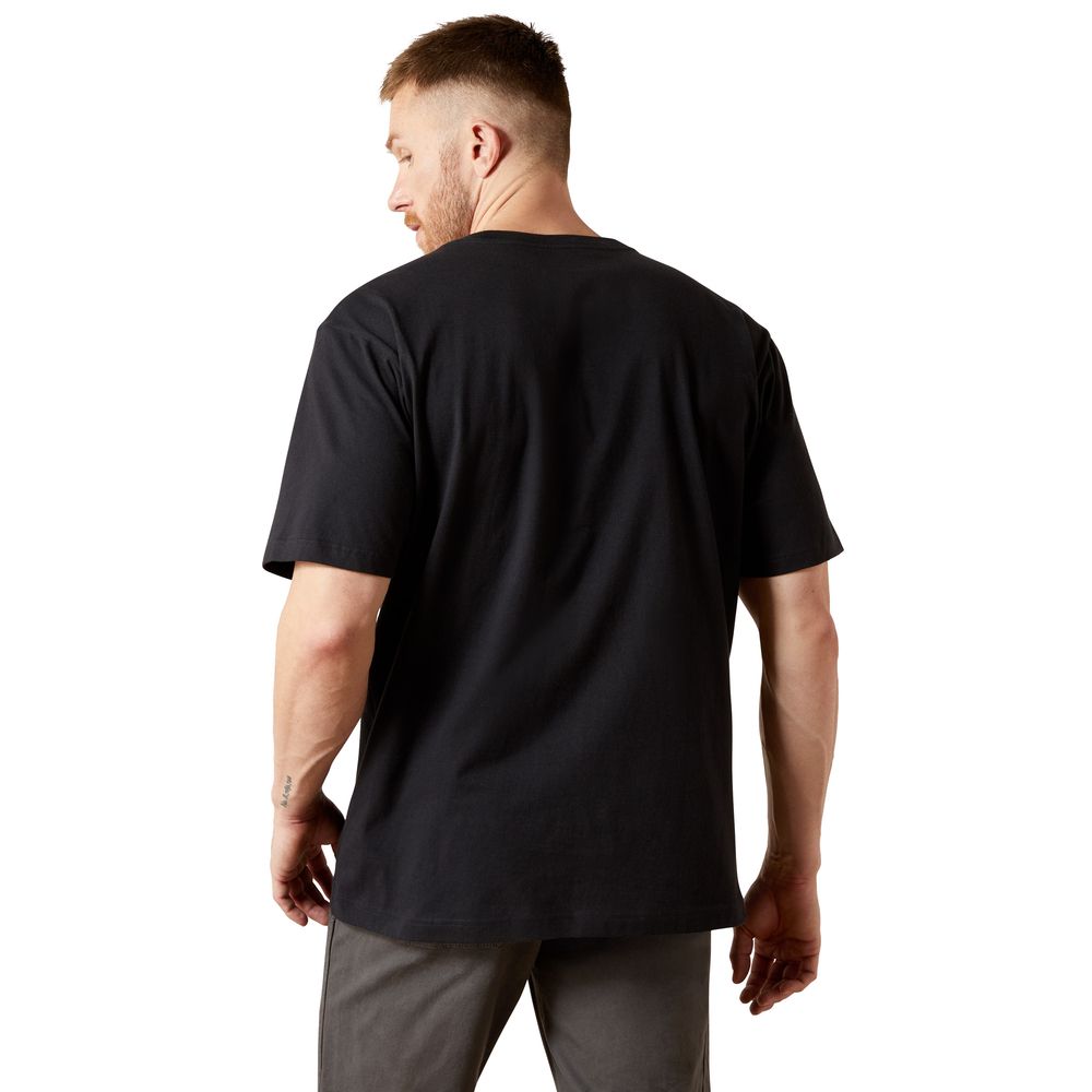 Ariat, Men's Black Rebar Cotton Strong Standard Pocket T-Shirt