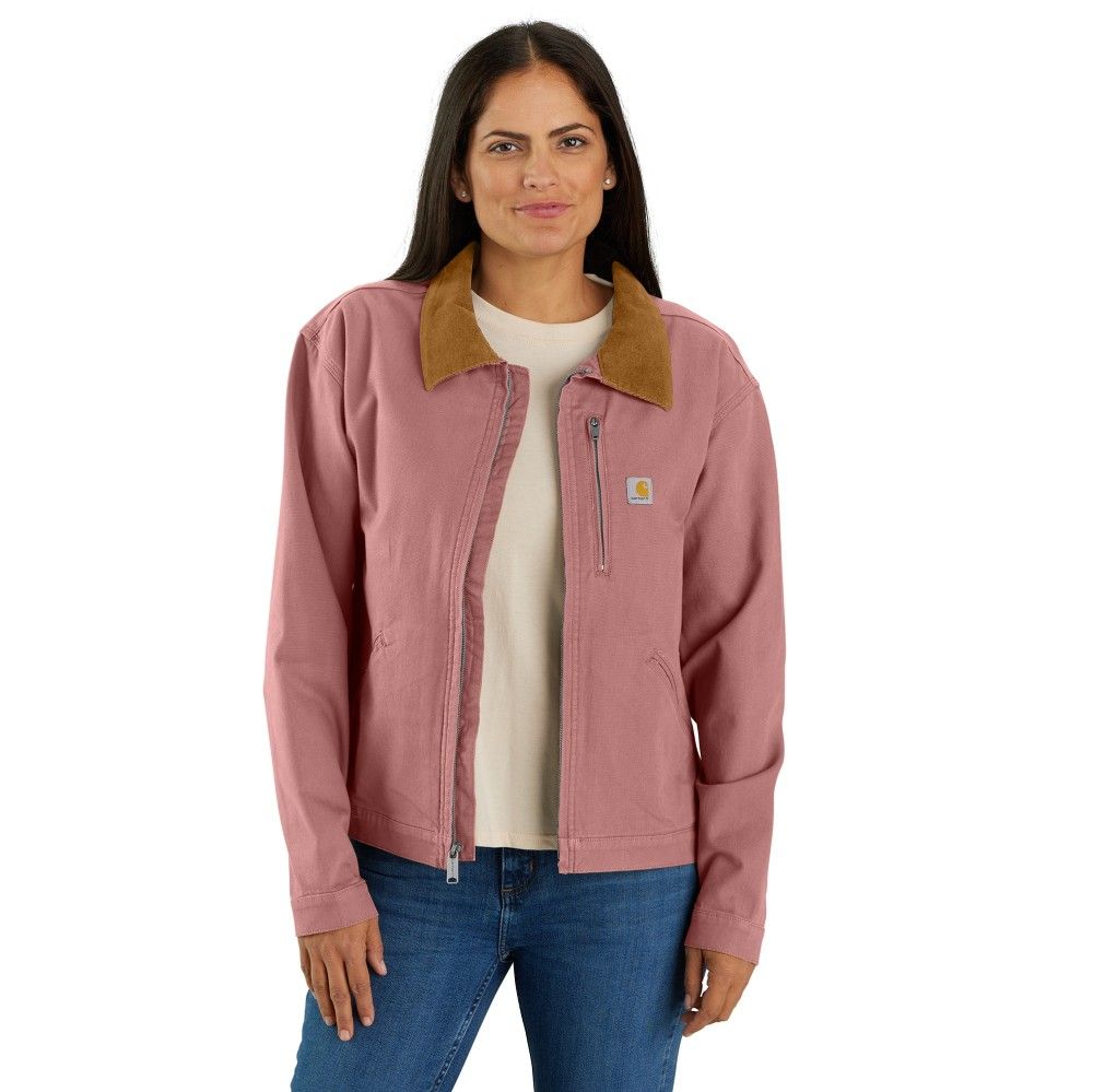Carhartt, Ladies Rose Tint Rugged Flex® Re-engineered Loose Fit Canvas Detroit Jacket
