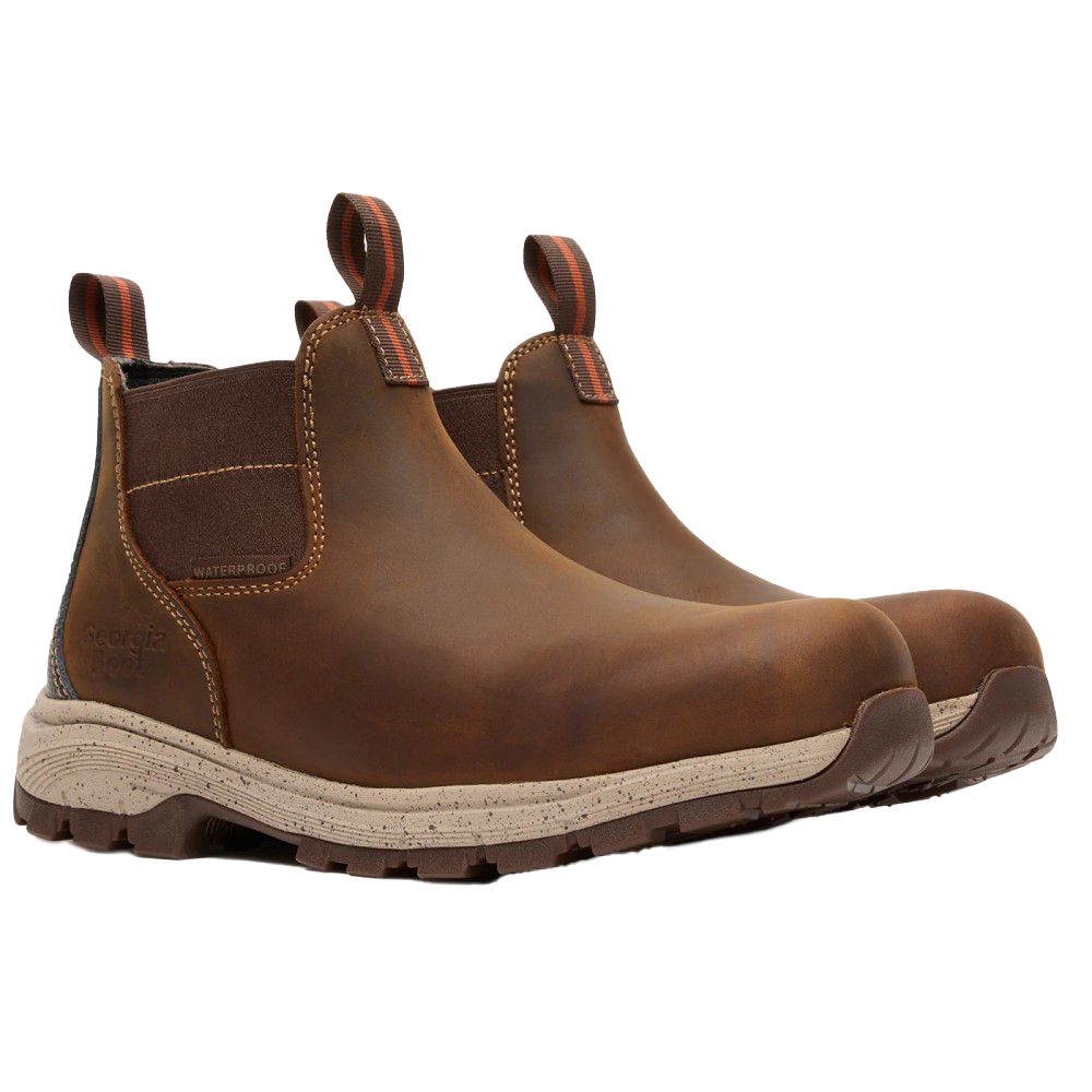 Georgia Boot, Ladies Brown Eagle Trail Waterproof Alloy Toe Chelsea Work Boot