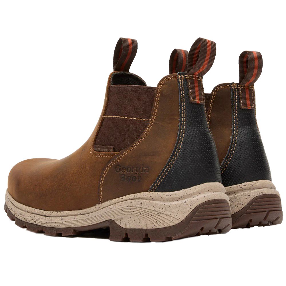 Georgia Boot, Ladies Brown Eagle Trail Waterproof Alloy Toe Chelsea Work Boot