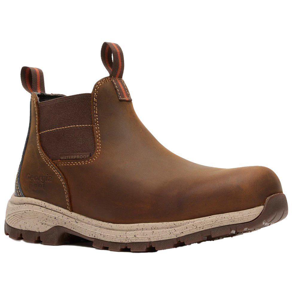 Georgia Boot, Ladies Brown Eagle Trail Waterproof Alloy Toe Chelsea Work Boot