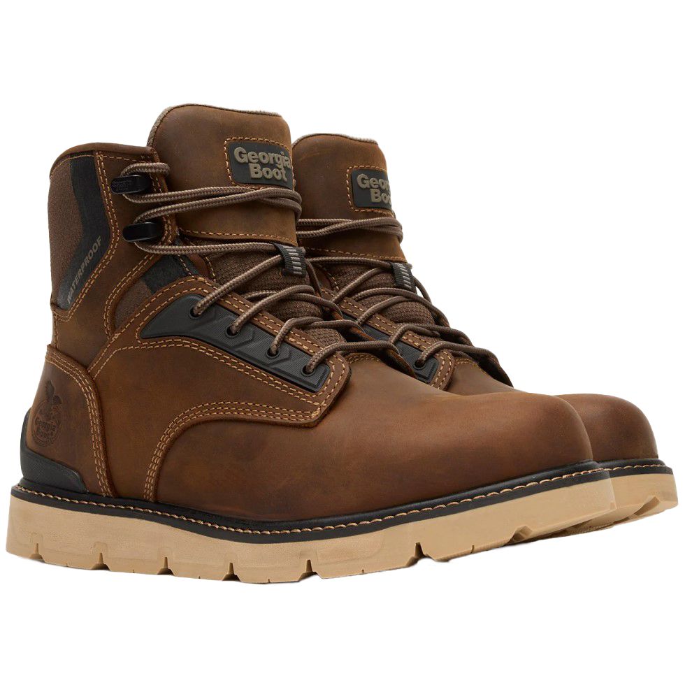 Georgia Boot, Men's Brown Carbon Flex Wedge 6" Carbon Toe Work Boot