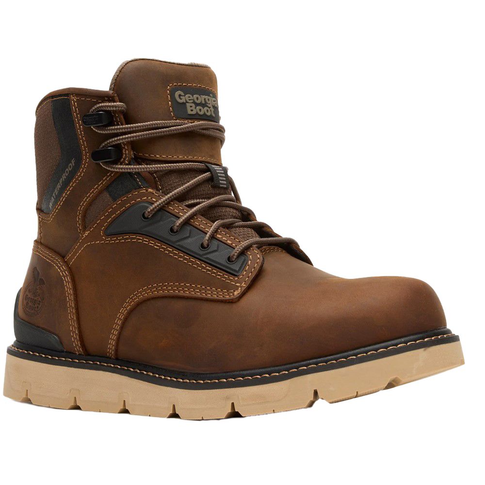 Georgia Boot, Men's Brown Carbon Flex Wedge 6" Carbon Toe Work Boot