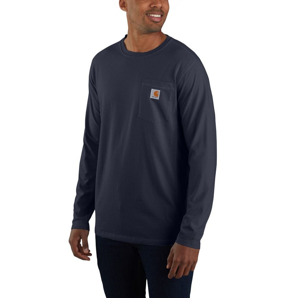 Carhartt, Men's Navy Force® Relaxed Fit Long-Sleeve Pocket T-Shirt