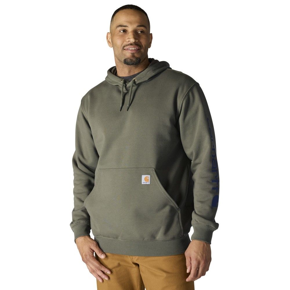Carhartt, Men's Dusty Olive Loose Fit Midweight Logo Sleeve Graphic Hoodie