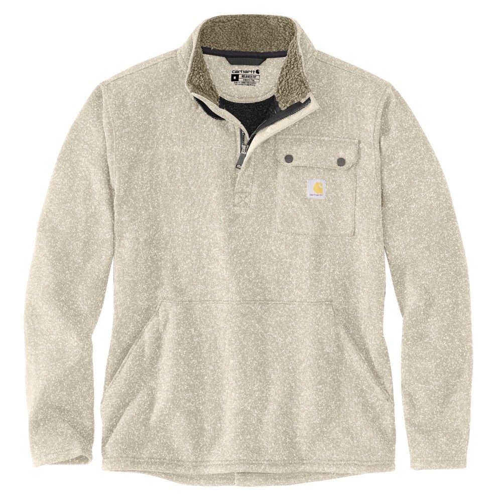 Carhartt, Men's Oat Milk Relaxed Fit Midweight Quarter-Zip Fleece Pocket Sweater