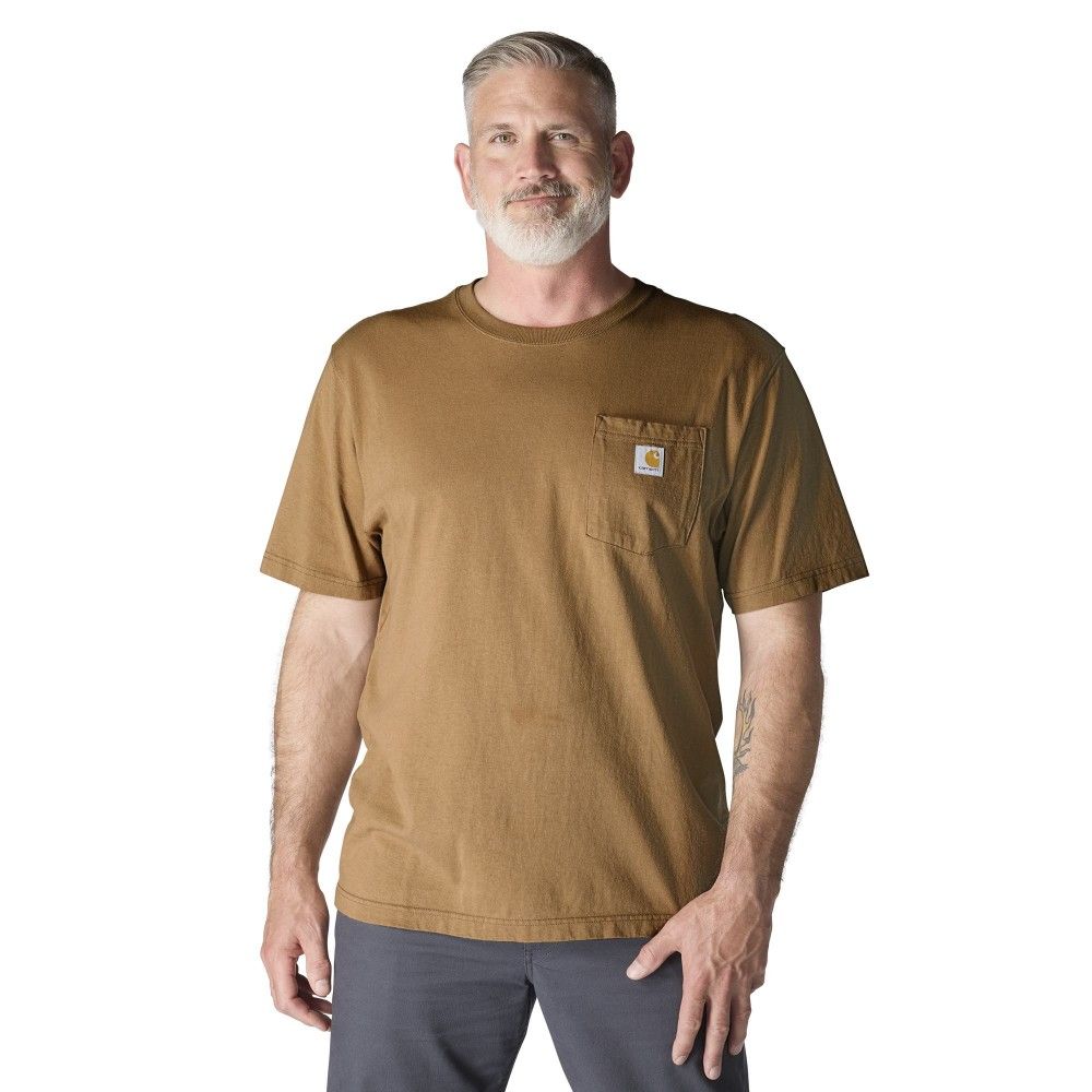 Carhartt, Men's Carhartt Brown Loose Fit Heavyweight Short-Sleeve Pocket T-Shirt