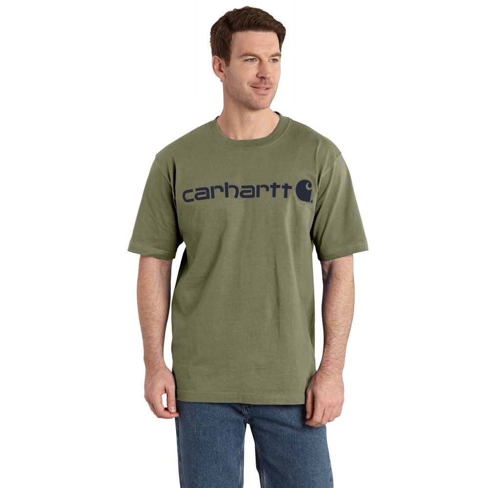 Carhartt, Men's Dusty Olive Loose Fit Heavyweight Short-Sleeve Logo Graphic T-Shirt