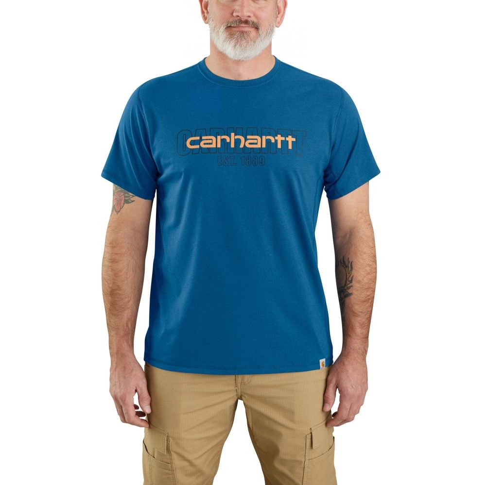 Carhartt, Men's Light Huron Heather Force® Relaxed Fit Short-Sleeve Logo Graphic T-Shirt