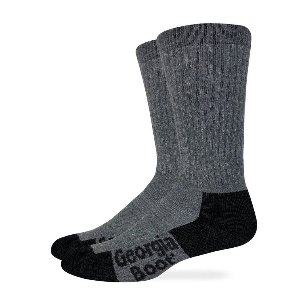Georgia Boot, Men's Gray Merino Wool Blend Crew Socks, 2 pk