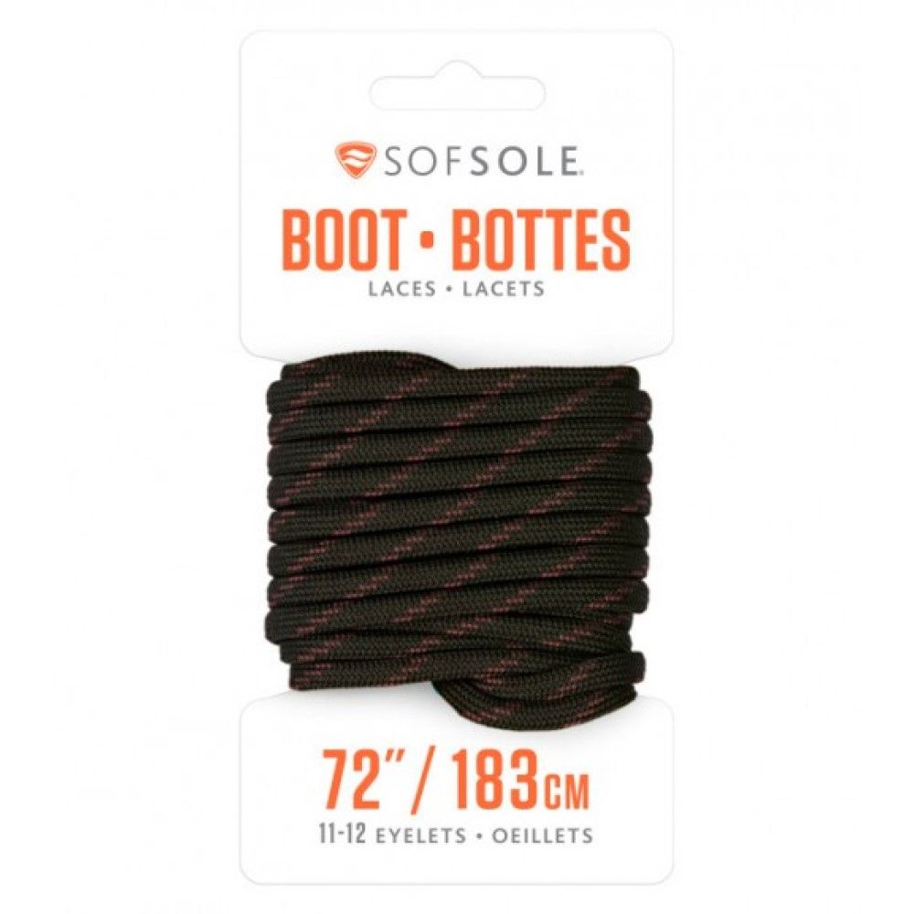 Sofsole, 72" Black Waxed Boot Laces, 84891