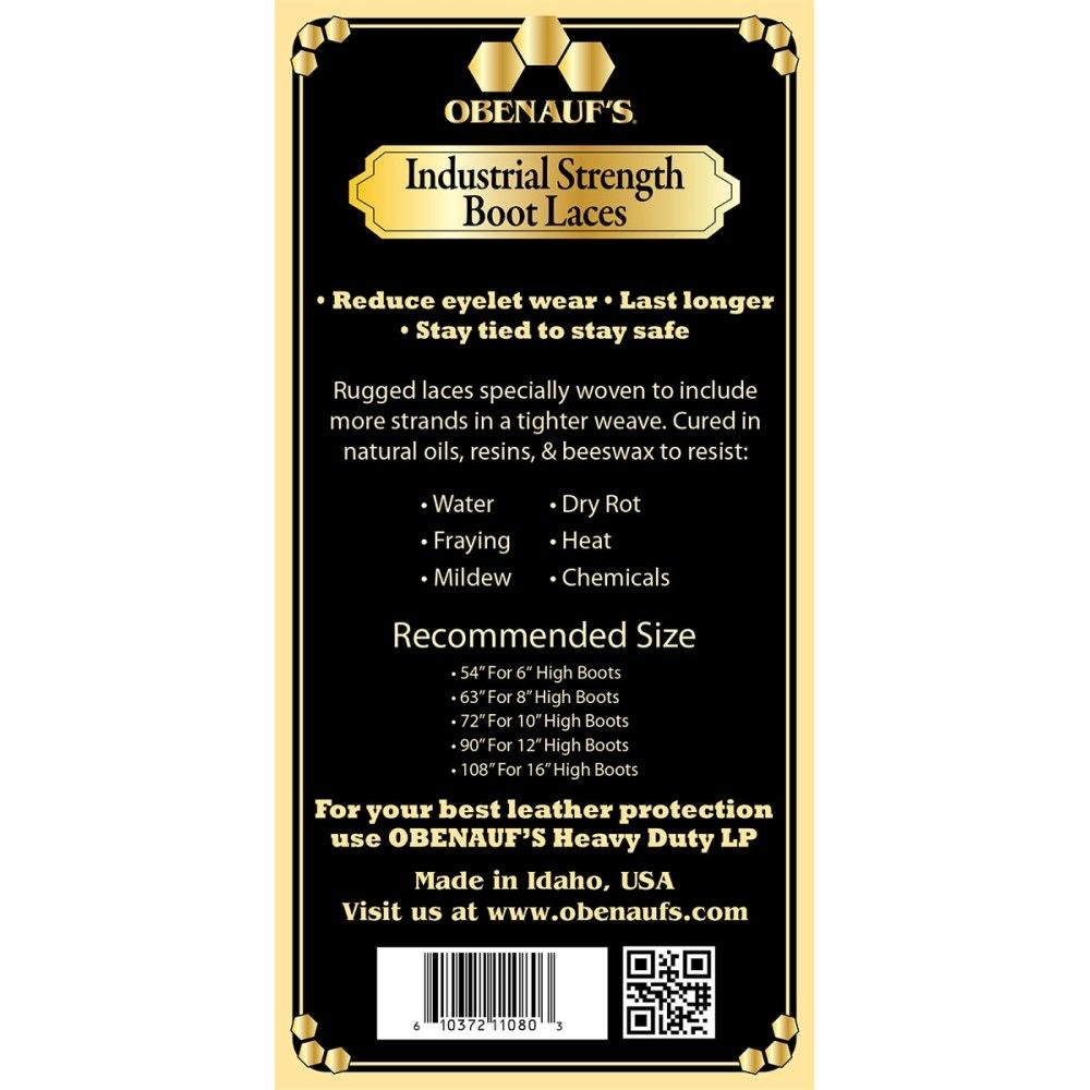 Obenauf's, Black Industrial Strength Boot Laces