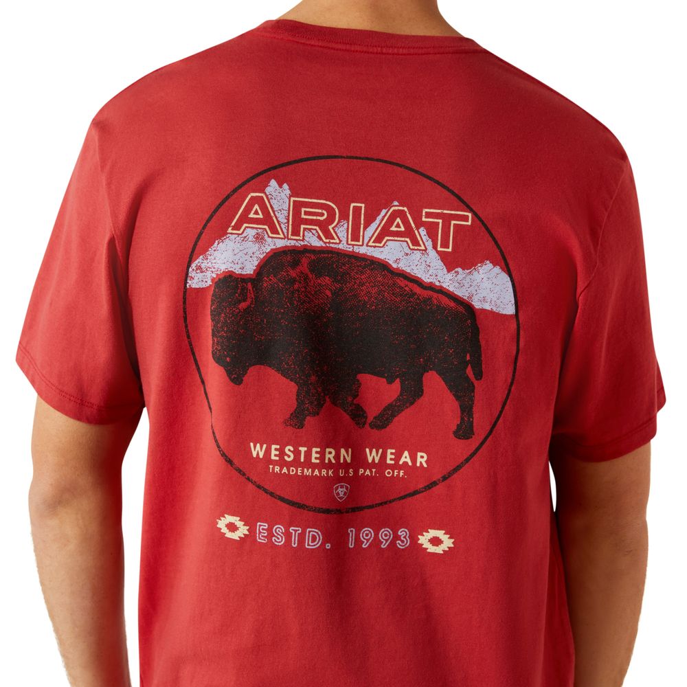 Ariat, Men's Brick Red Patriot Buffalo Coin T-Shirt