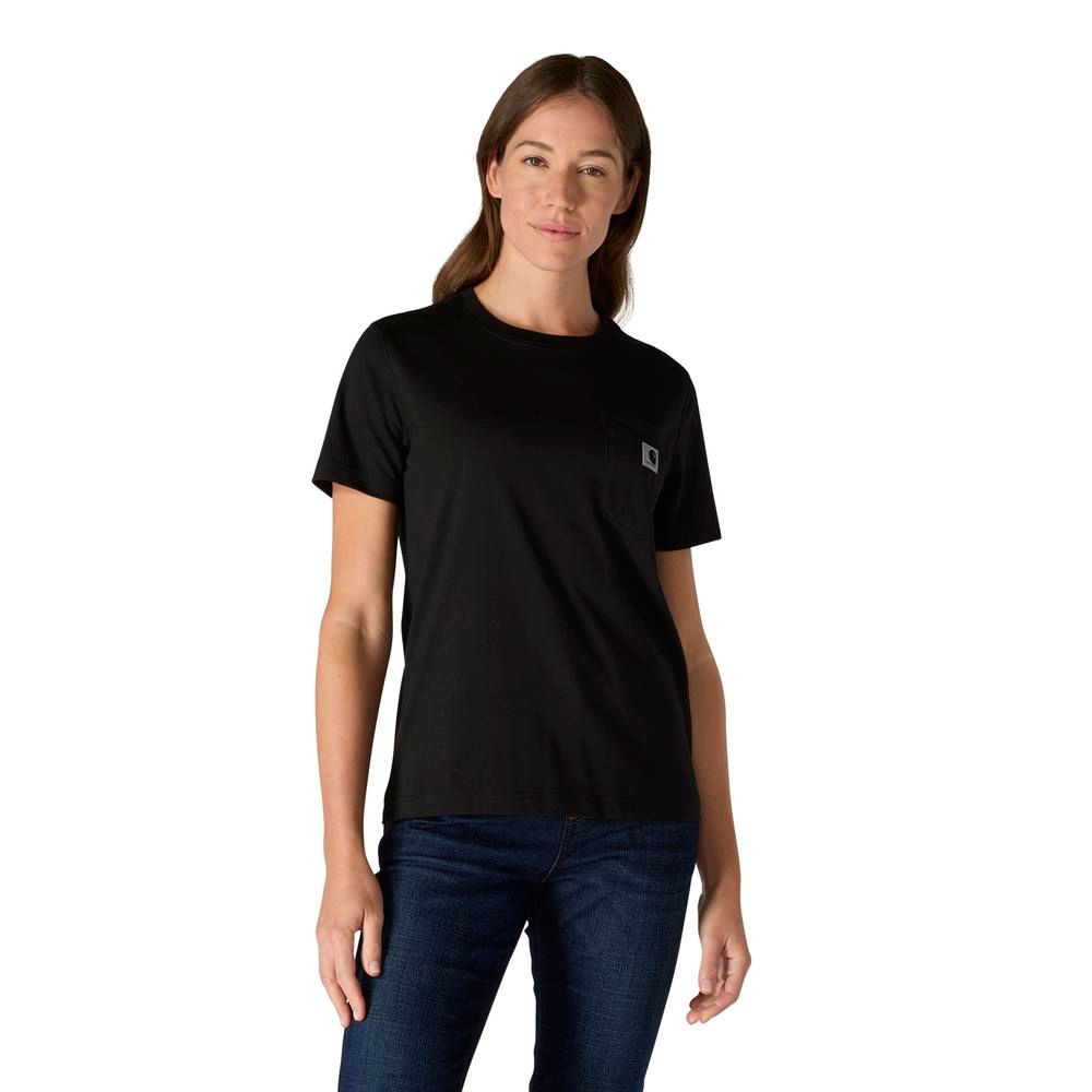 Carhartt, Women's Black Relaxed Fit Lightweight Short-Sleeve Pocket T-Shirt