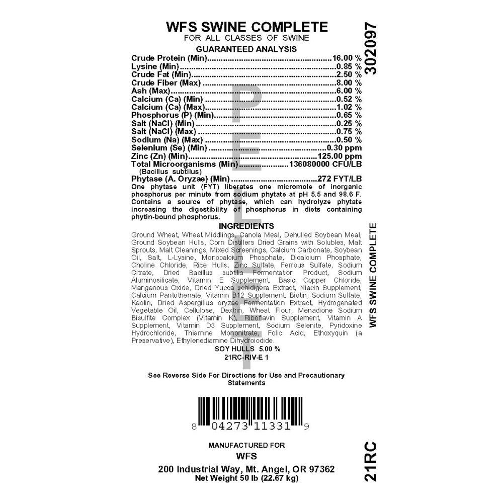 WFS, Swine Complete Pellet, 50 lb