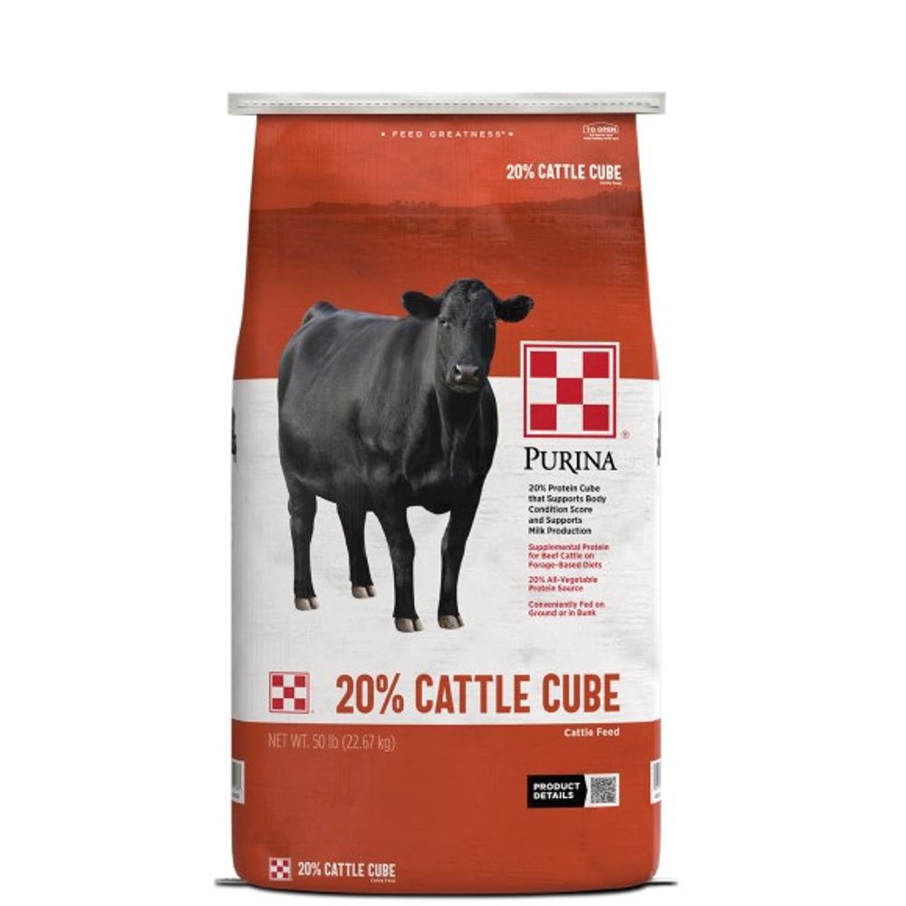Purina, 20% Hi-Energy All-Natural Protein Cattle Cube, 50 lb