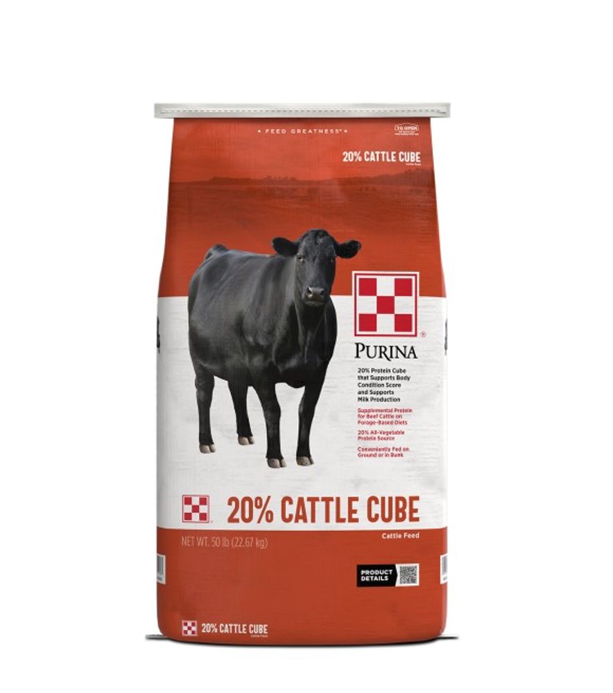 Purina, 20% Hi-Energy All-Natural Protein Cattle Cube, 50 lb