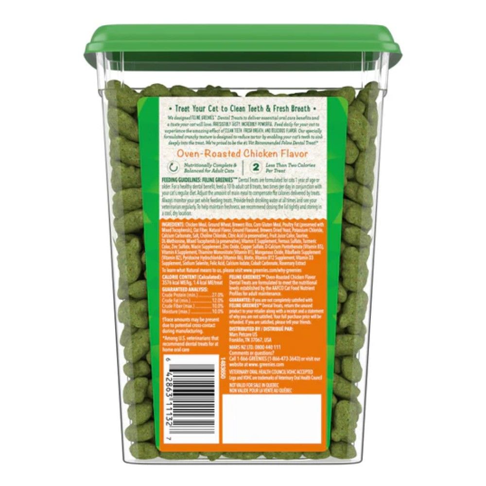 Greenies, Feline Adult Chicken Flavor Natural Dental Care Cat Treats, 9.75 oz