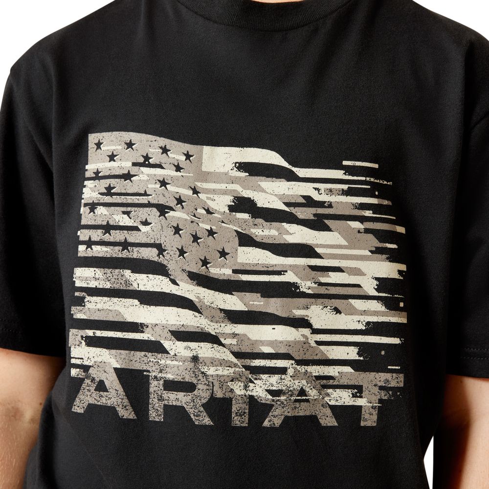 Ariat, Boy's Black Freedom Flag T-Shirt