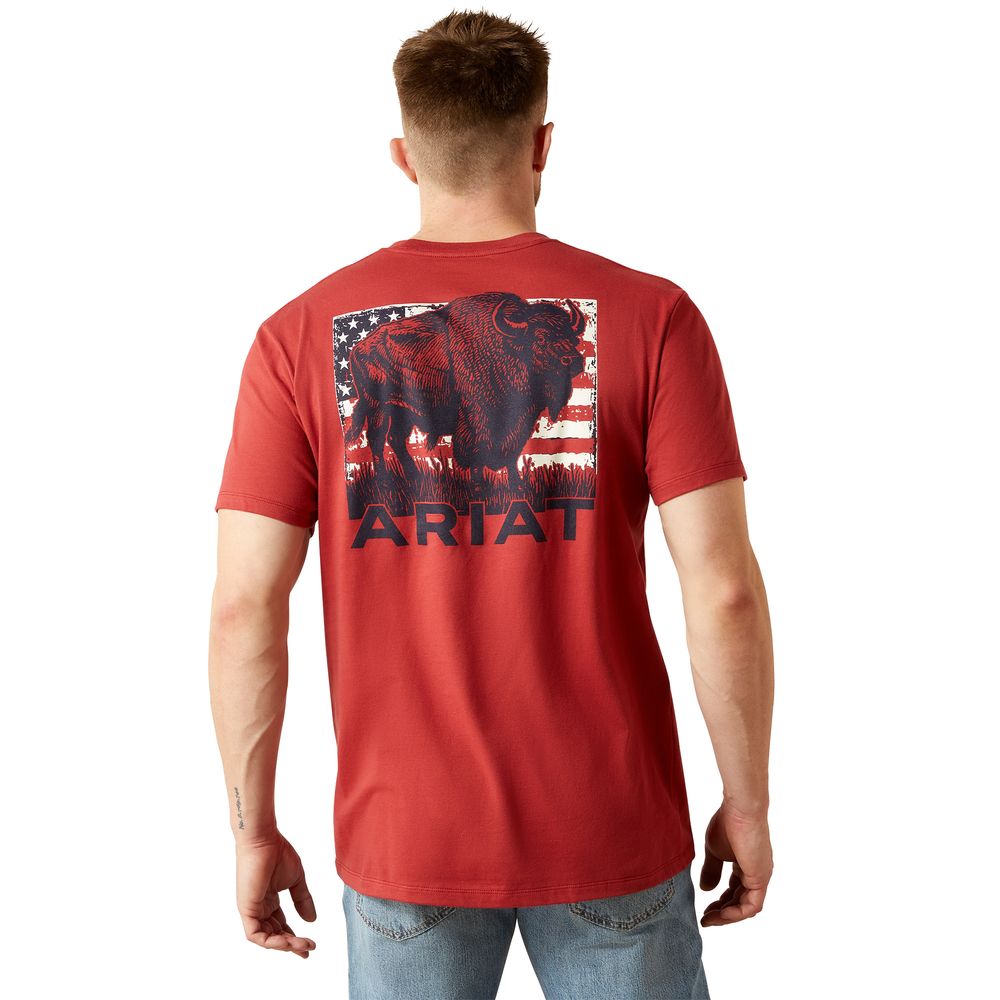Ariat, Men's Brick Red Buffalo Flag T-Shirt