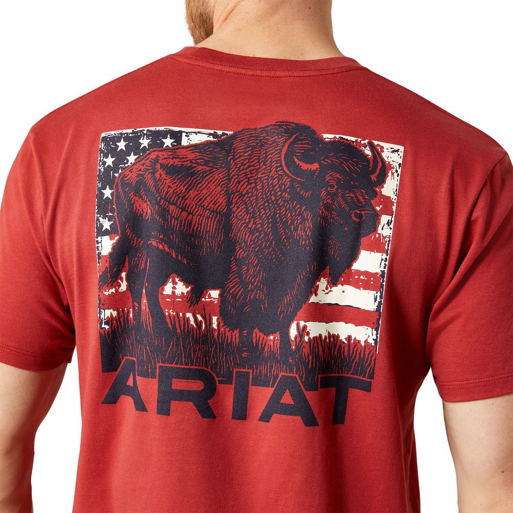 Ariat, Men's Brick Red Buffalo Flag T-Shirt