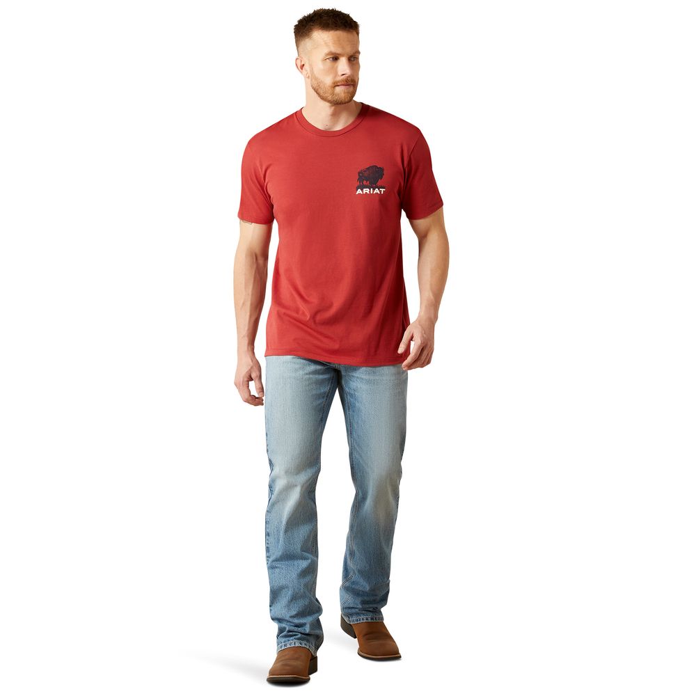 Ariat, Men's Brick Red Buffalo Flag T-Shirt
