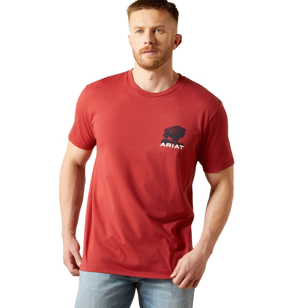 Ariat, Men's Brick Red Buffalo Flag T-Shirt