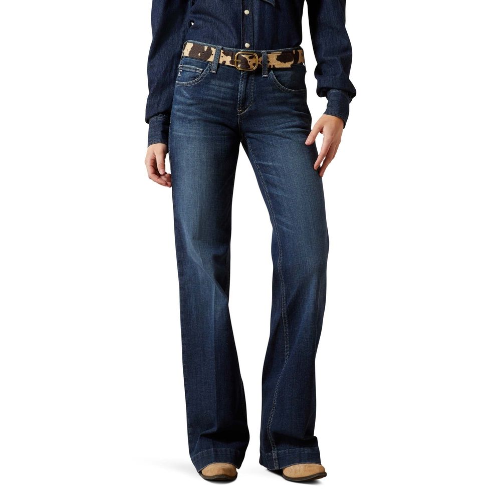 ARIAT Jeans Donna Amaryllis Vita Media A Gamba Larga - Pantaloni In Denim Con Cintura Che Non Si Apre, Vestibilità Comoda