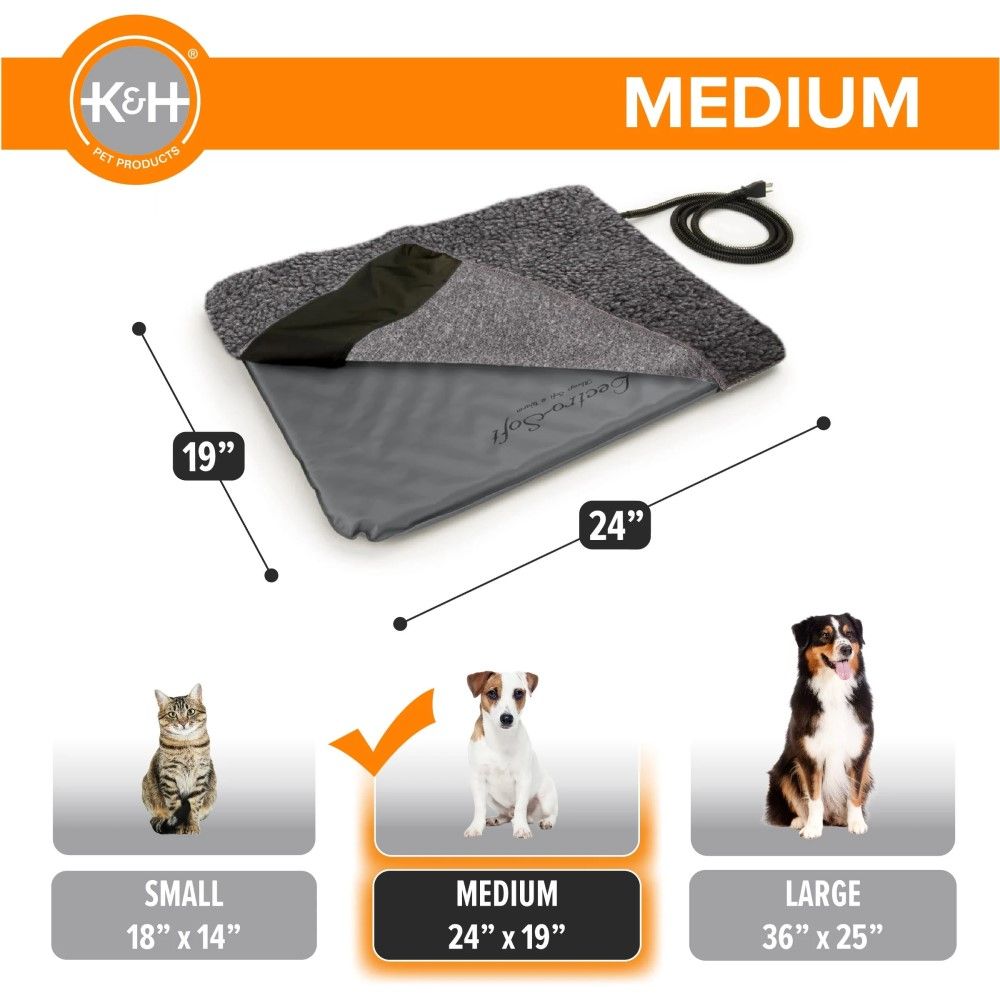 K & H Pet Products, Gray Lectro-Soft™ Outdoor Heated Pet Bed 