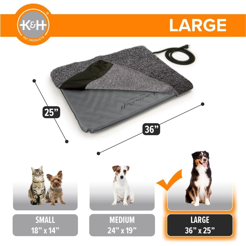 K & H Pet Products, Gray Lectro-Soft™ Outdoor Heated Pet Bed 