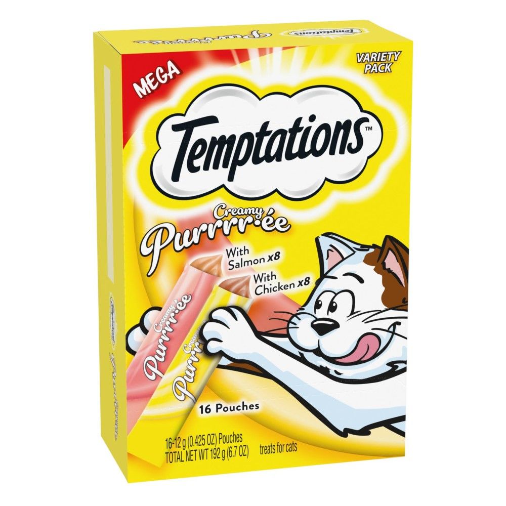 Temptations, Creamy Puree Salmon & Chicken Lickable Variety Pack, 16 pk