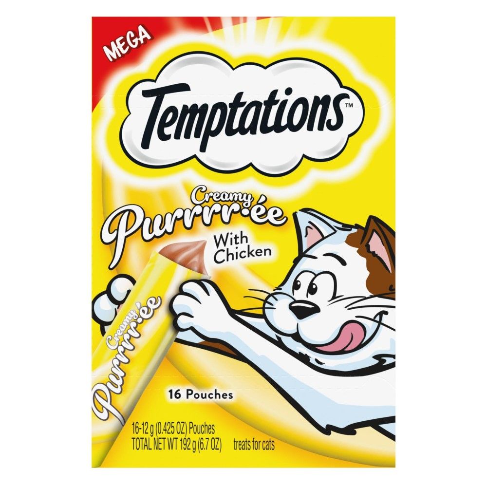Temptations, Creamy Puree Chicken Lickable Cat Treat, 16 pk