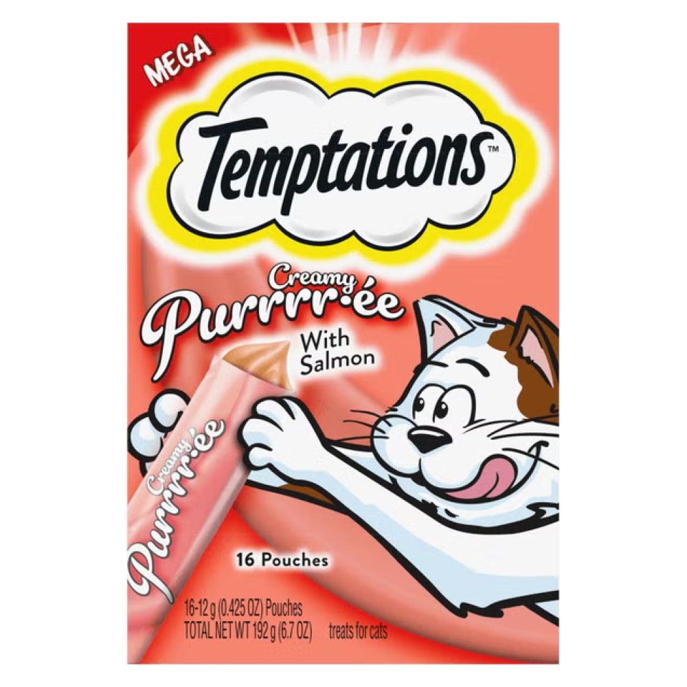 Temptations, Creamy Puree Salmon Lickable Cat Treat, 16 pk