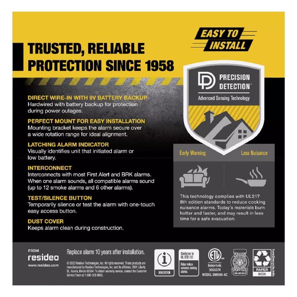 BRK, Interconnect Hardwire Ionization Smoke Alarm with Battery Backup