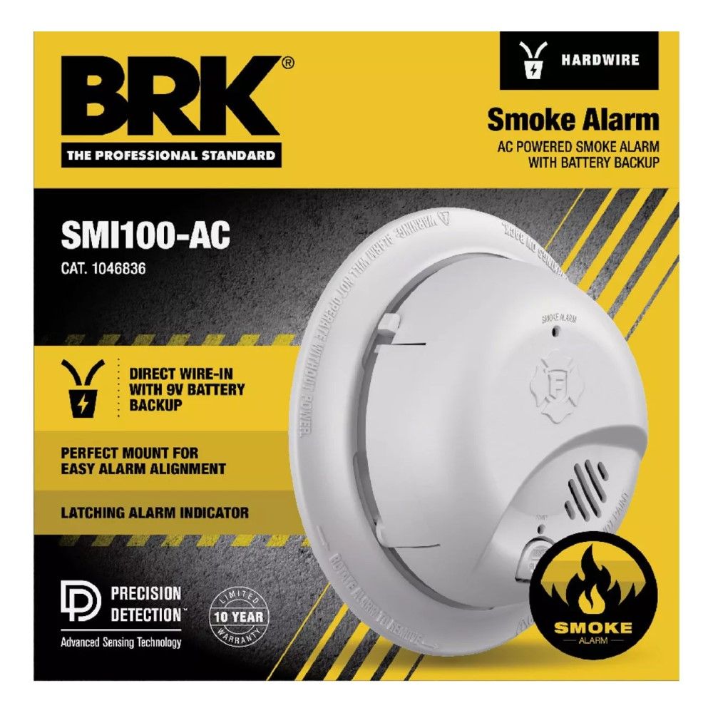 BRK, Interconnect Hardwire Ionization Smoke Alarm with Battery Backup