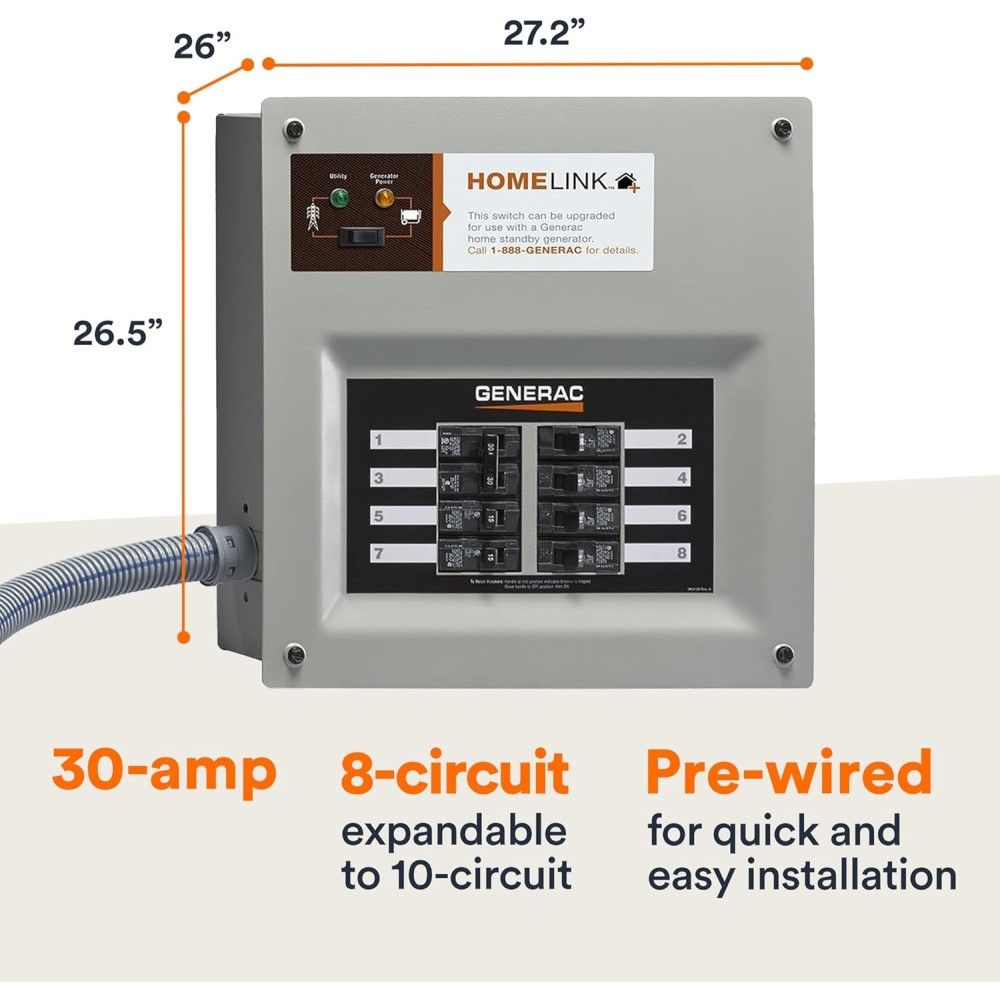 GENERAC, HomeLink Upgradeable 30 Amp Transfer Switch Kit