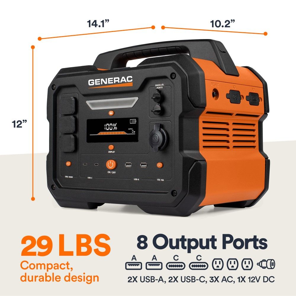 GENERAC, GB1000 1600W Portable Power Station 